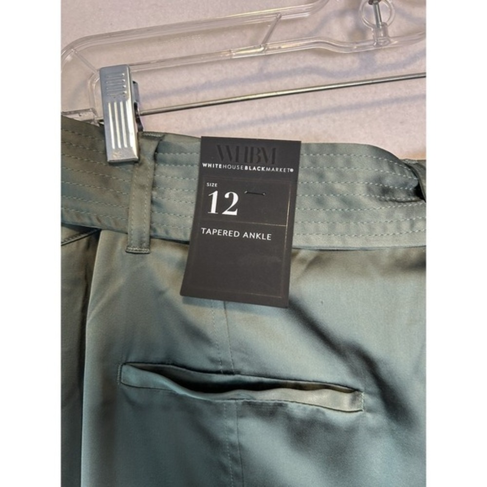 White House Black Market Woman's Green Dress Pants w Belt Size 12R #1434 - Picture 12 of 16